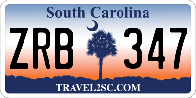 SC license plate ZRB347
