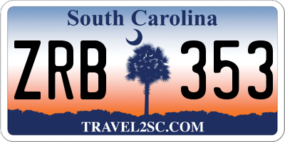 SC license plate ZRB353