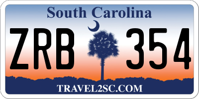 SC license plate ZRB354
