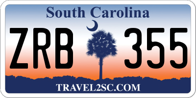 SC license plate ZRB355