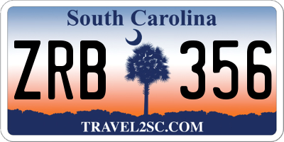 SC license plate ZRB356