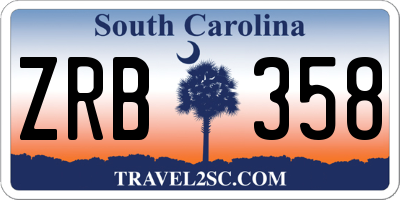 SC license plate ZRB358