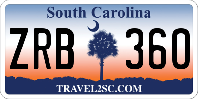 SC license plate ZRB360