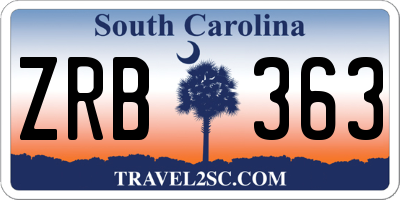 SC license plate ZRB363