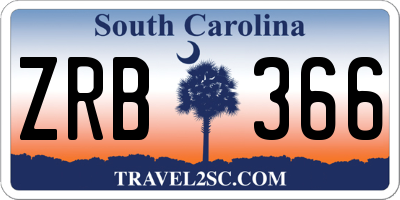 SC license plate ZRB366