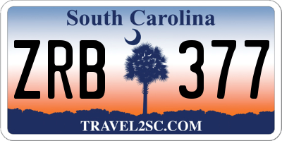 SC license plate ZRB377
