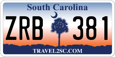 SC license plate ZRB381