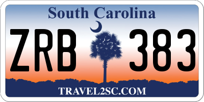 SC license plate ZRB383