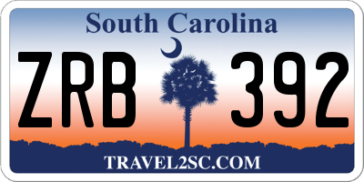 SC license plate ZRB392