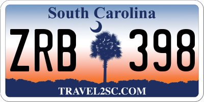 SC license plate ZRB398