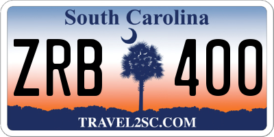 SC license plate ZRB400
