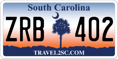 SC license plate ZRB402
