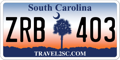 SC license plate ZRB403