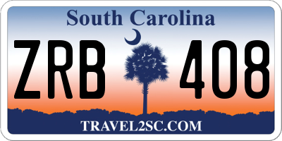 SC license plate ZRB408