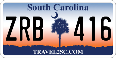 SC license plate ZRB416