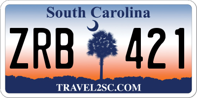 SC license plate ZRB421