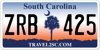 SC license plate ZRB425