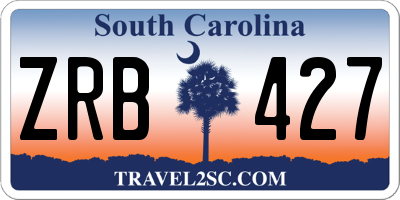 SC license plate ZRB427