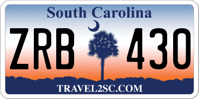 SC license plate ZRB430