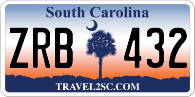 SC license plate ZRB432