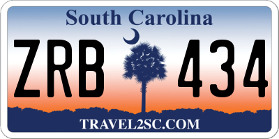 SC license plate ZRB434