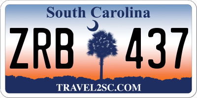 SC license plate ZRB437