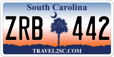 SC license plate ZRB442