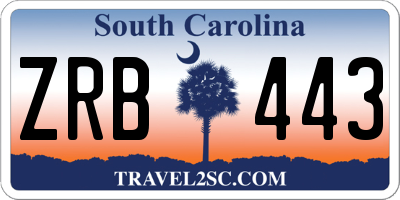 SC license plate ZRB443