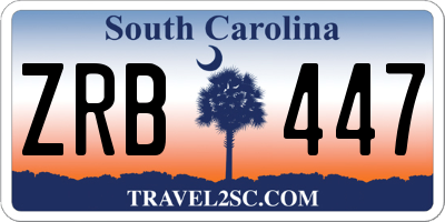 SC license plate ZRB447