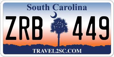 SC license plate ZRB449