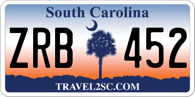 SC license plate ZRB452
