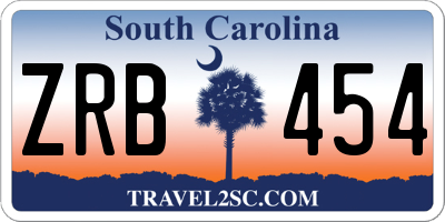 SC license plate ZRB454