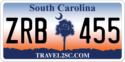 SC license plate ZRB455