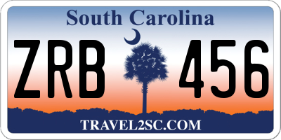SC license plate ZRB456