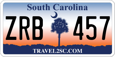 SC license plate ZRB457