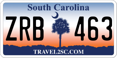 SC license plate ZRB463