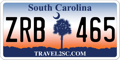 SC license plate ZRB465