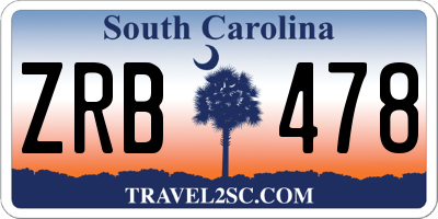 SC license plate ZRB478