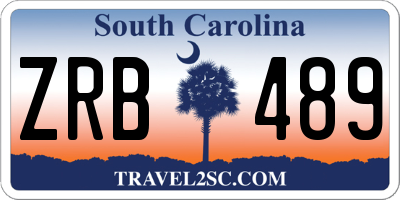 SC license plate ZRB489