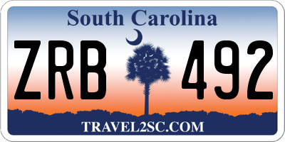 SC license plate ZRB492