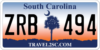 SC license plate ZRB494