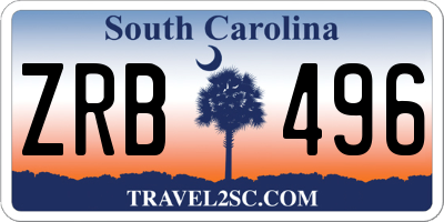 SC license plate ZRB496