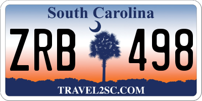 SC license plate ZRB498