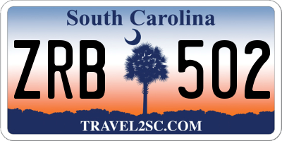 SC license plate ZRB502