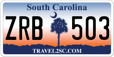 SC license plate ZRB503