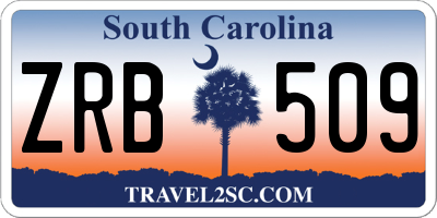 SC license plate ZRB509