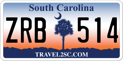 SC license plate ZRB514