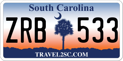 SC license plate ZRB533