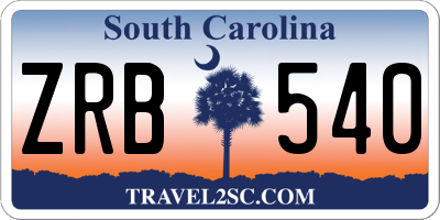 SC license plate ZRB540