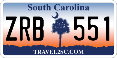 SC license plate ZRB551